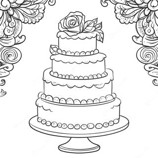 Gateau De Mariage Elegant A Colorier 22633-20851