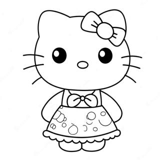 Page A Colorier De Hello Kitty Dans Une Jolie Robe 22814-20992