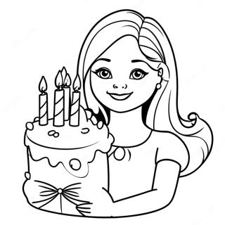 Page A Colorier Barbie Avec Un Gateau Danniversaire 23114-21229