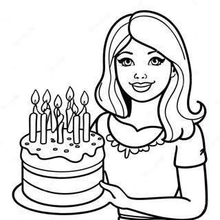 Page A Colorier Barbie Avec Un Gateau Danniversaire 23114-21230