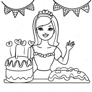 Page A Colorier Barbie Avec Un Gateau Danniversaire 23114-21231