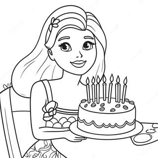 Page A Colorier Barbie Avec Un Gateau Danniversaire 23114-21232