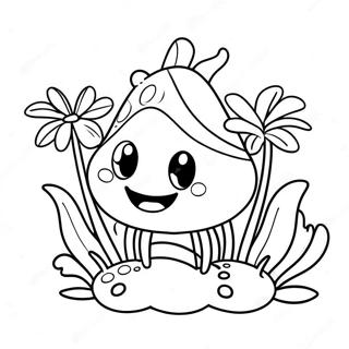 Page A Colorier De Plante Piranha Mignonne Avec Un Visage Souriant 23284-21365