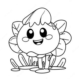 Page A Colorier De Plante Piranha Mignonne Avec Un Visage Souriant 23284-21366