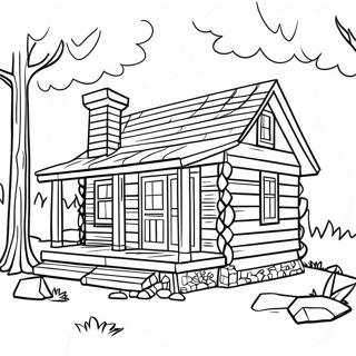 Page A Colorier Cabane En Bois Dans Les Bois 23323-21395