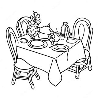 Page A Colorier De La Table Du Diner Joyeux De Shabbos 23394-21453