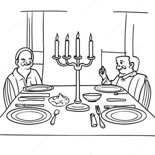 Page A Colorier De La Table Du Diner Joyeux De Shabbos 23394-21454