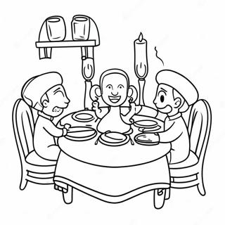 Page A Colorier De La Table Du Diner Joyeux De Shabbos 23394-21455