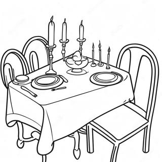 Page A Colorier De La Table Du Diner Joyeux De Shabbos 23394-21456