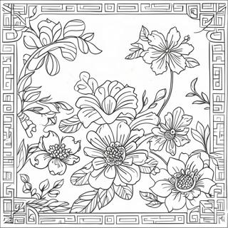 Page A Colorier De Motif Floral Chinoiserie 23433-21484