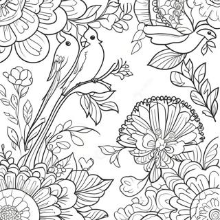 Page A Colorier De Motif Floral Chinoiserie 23433-21653