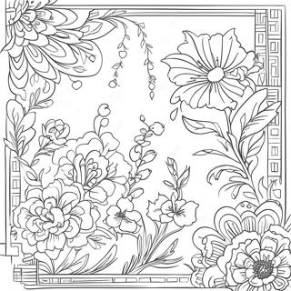 Page A Colorier De Motif Floral Chinoiserie 23433-21655