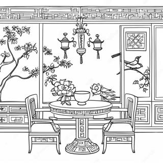 Page A Colorier De Scene Chinoiserie Elegante 23434-21485