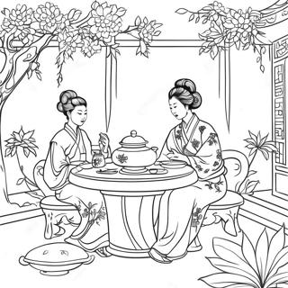 Page A Colorier De Scene Chinoiserie Elegante 23434-21658