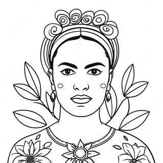 Page A Colorier De Frida Kahlo Avec Des Fleurs 2352-1925