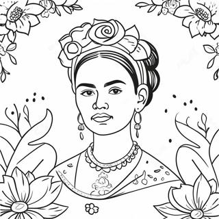 Page A Colorier De Frida Kahlo Avec Des Fleurs 2352-1928