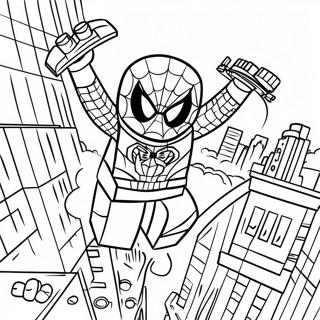 Page A Colorier De Lego Spiderman Se Balancant A Travers La Ville 2362-1933