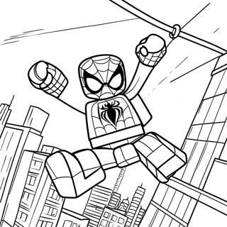 Page A Colorier De Lego Spiderman Se Balancant A Travers La Ville 2362-1936