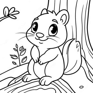 Page A Colorier De Tamia Mignon Assis Sur Un Arbre 23764-21924