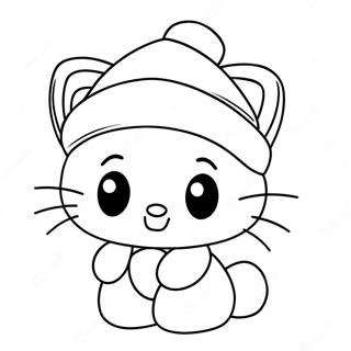 Page A Colorier Hello Kitty Festive Avec Un Chapeau De Noel 23874-22009