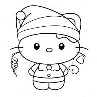 Page A Colorier Hello Kitty Festive Avec Un Chapeau De Noel 23874-22010