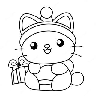 Page A Colorier Hello Kitty Festive Avec Un Chapeau De Noel 23874-22011