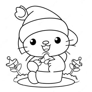 Page A Colorier Hello Kitty Festive Avec Un Chapeau De Noel 23874-22012