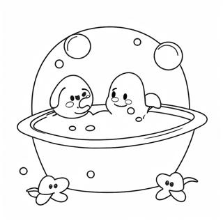 Page A Colorier De Scene De Bain Moussant Mignonne 2392-1957