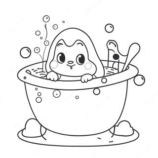 Page A Colorier De Scene De Bain Moussant Mignonne 2392-1958