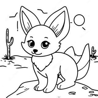 Page A Colorier De Fennec Mignon Dans Le Desert 24225-22283