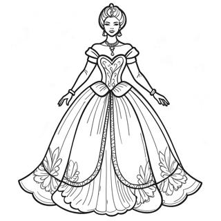 Page A Colorier De La Princesse Noire Elegante En Robe Royale 24325-22362