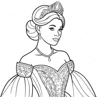 Page A Colorier De La Princesse Noire Elegante En Robe Royale 24325-22364