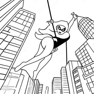 Page A Colorier Spider Gwen Se Balancant A Travers La Ville 24395-22420