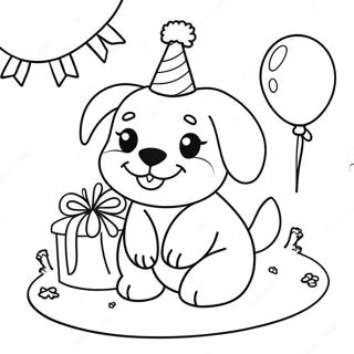 Page A Colorier Celebration Danniversaire De Chiot Mignon 24405-22425