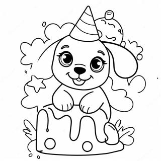 Page A Colorier Celebration Danniversaire De Chiot Mignon 24405-22427