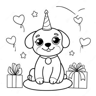 Page A Colorier Celebration Danniversaire De Chiot Mignon 24405-22428