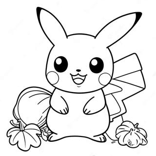 Page A Colorier Pikachu Avec Dinde De Thanksgiving 24455-22465