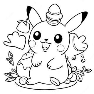 Page A Colorier Pikachu Avec Dinde De Thanksgiving 24455-22466