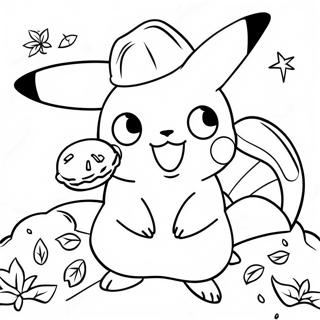 Page A Colorier Pikachu Avec Dinde De Thanksgiving 24455-22468