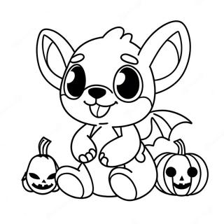 Page A Colorier De Stitch Mignon Dhalloween Avec Une Citrouille 2453-1998