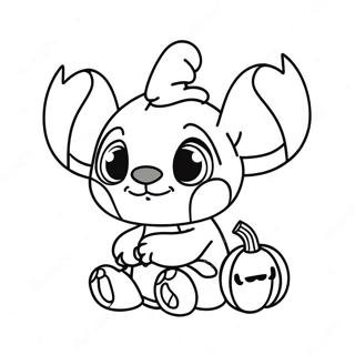 Page A Colorier De Stitch Mignon Dhalloween Avec Une Citrouille 2453-1999