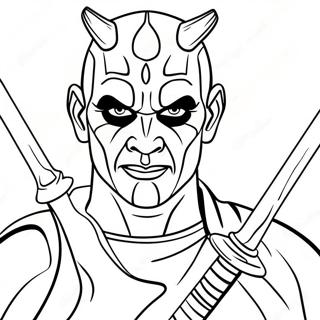 Page A Colorier De Darth Maul Avec Des Sabres Laser Doubles 24826-22753