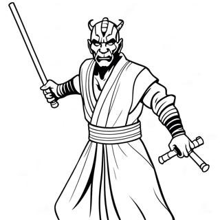 Page A Colorier De Darth Maul Avec Des Sabres Laser Doubles 24826-22755