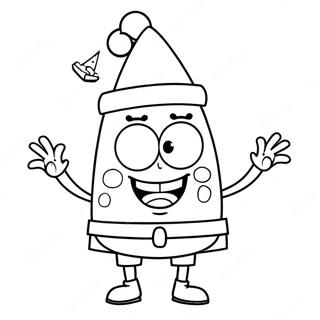 Page A Colorier De Spongebob Avec Un Chapeau De Noel 2483-2021