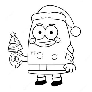 Page A Colorier De Spongebob Avec Un Chapeau De Noel 2483-2023