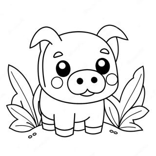 Dessin A Colorier Dun Cochon Minecraft Mignon Avec Des Fleurs 24956-22857