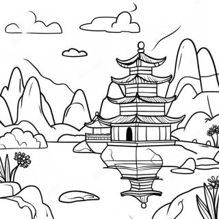 Page A Colorier Beau Paysage Asiatique 25086-22961