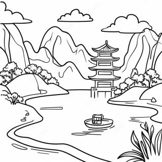 Page A Colorier Beau Paysage Asiatique 25086-22962