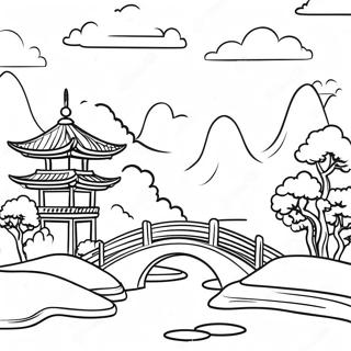 Page A Colorier Beau Paysage Asiatique 25086-22963