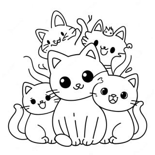 Chat Avec Des Chatons Pages À Colorier